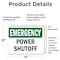 Signmission Power Shutoff, 14 in W x Rectangle, Vinyl Decal OS-2PACK-EM-D-1014-L-10347 - alternate 2